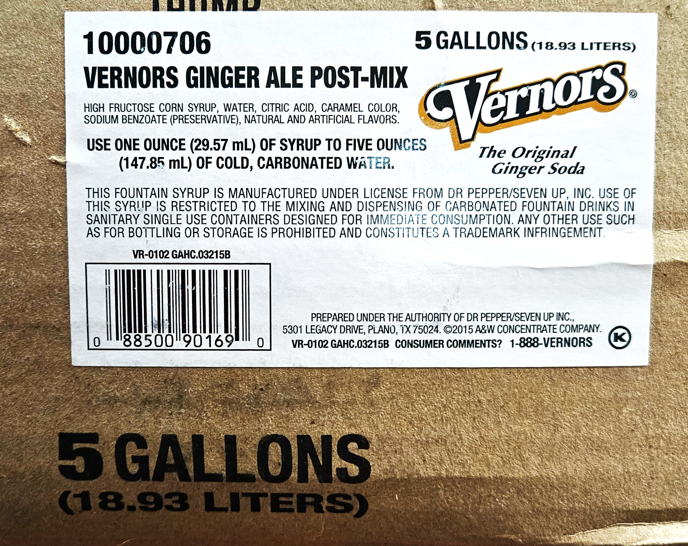 Vernors Syrup for making Vernors Ginger Soda (ale), 5-gallon bag in a box - Image 2