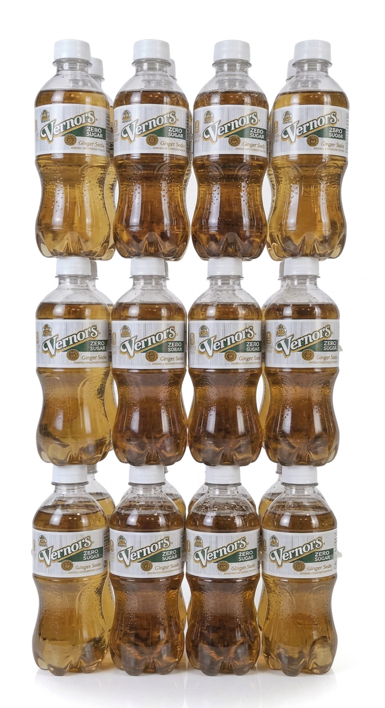 Zero Sugar Vernors Ginger Soda (Ale) 8-pack of 3 x 12-ounce plastic bottles