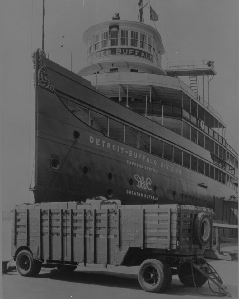 Vernors Ginger Ale being loaded onto a steamer