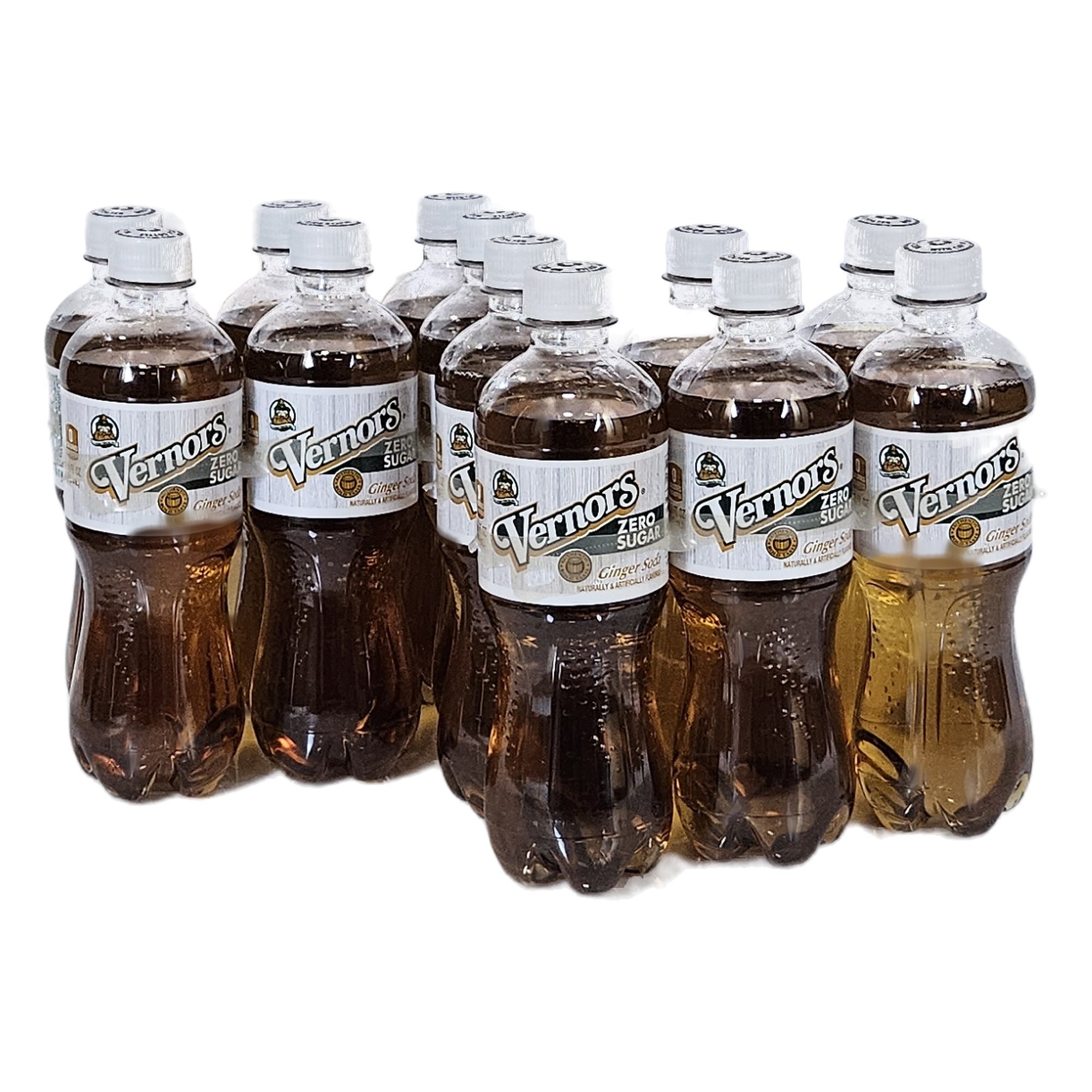 Twelve 16.9 oz bottles of Zero Sugar Vernors Ginger Soda