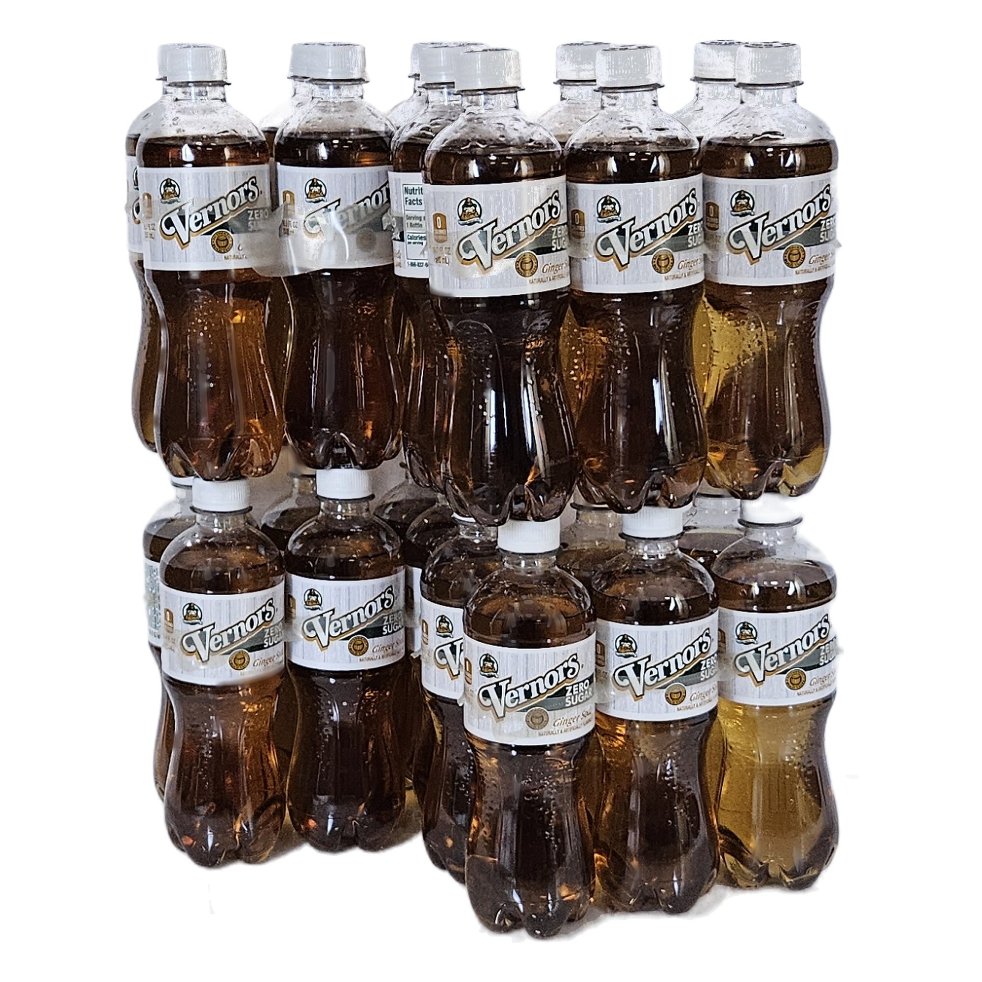 Twenty-four 16.9 oz bottles of Zero Sugar Vernors Ginger Soda