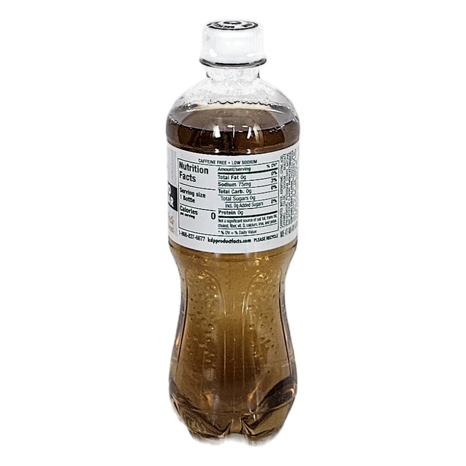 Zero Sugar Vernors 16.9 oz bottle, Nutrition Facts label